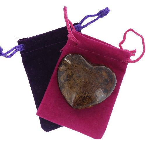 Bronzite Gemstone Heart Large in a Pouch