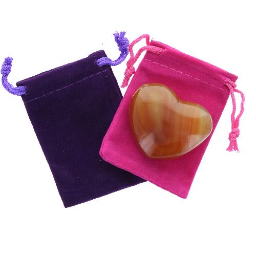 Carnelian Gemstone Heart Large in a Pouch