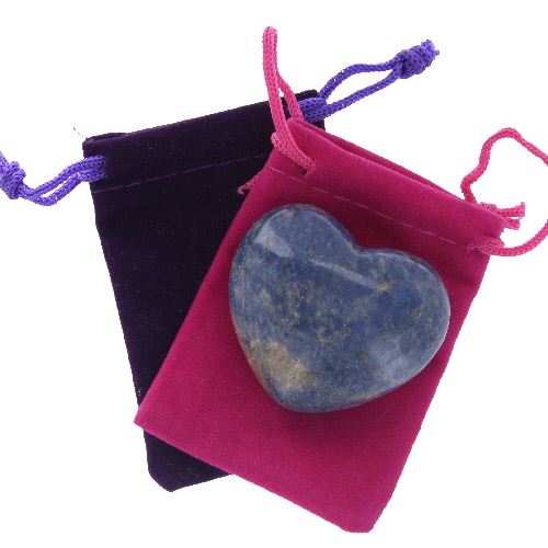 Dumortierite Gemstone Heart Large in a Pouch
