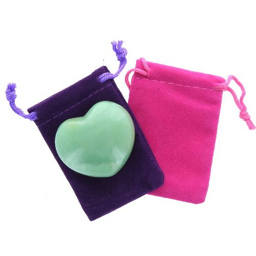 Green Aventurine Gemstone Heart Large in a Pouch