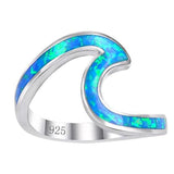 Wave 925 Sterling Silver Blue Fire Opal Ring