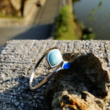 Fine Leaves Larimar and Blue Opal Ring 925 Sterling Silver