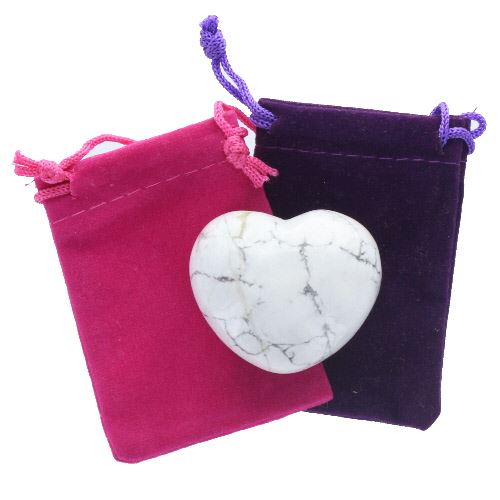 White Howlite Gemstone Heart Large in a Pouch