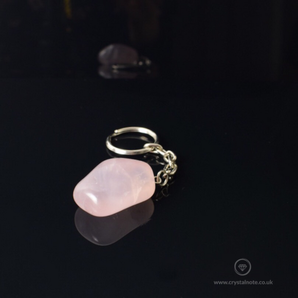 Rose Quartz Tumblestone Keyring