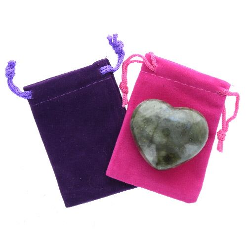 Labradorite Gemstone Heart Large in a Pouch