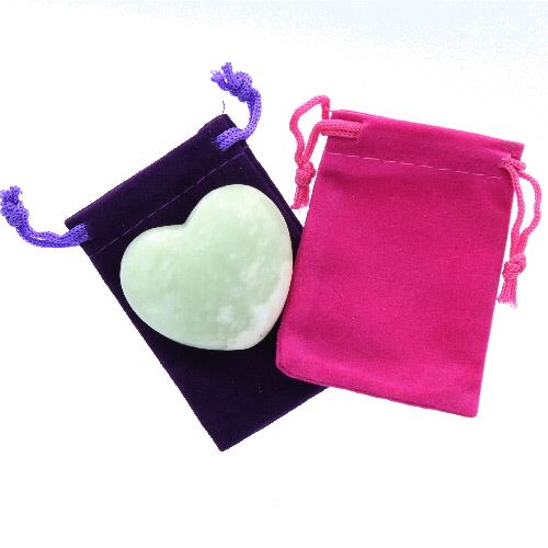 New Jade Gemstone Heart Large in a Pouch