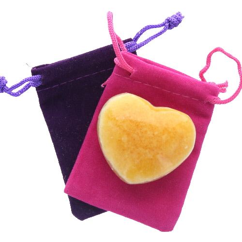Orange Calcite Gemstone Heart Large in a Pouch