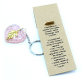 Orgonite Power Keyring - Rose Quartz Heart Golden Leaf