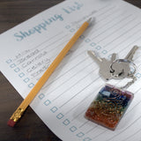 Orgonite Power Keyring - Rose Quartz Heart Golden Leaf