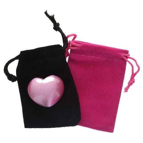 Pink Cat’s Eye Gemstone Heart in a Pouch