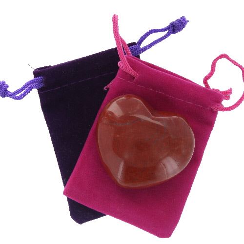 Poppy Jasper Gemstone Heart Large in a Pouch