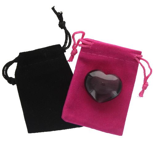 Purple Cat’s Eye Gemstone Heart in a Pouch
