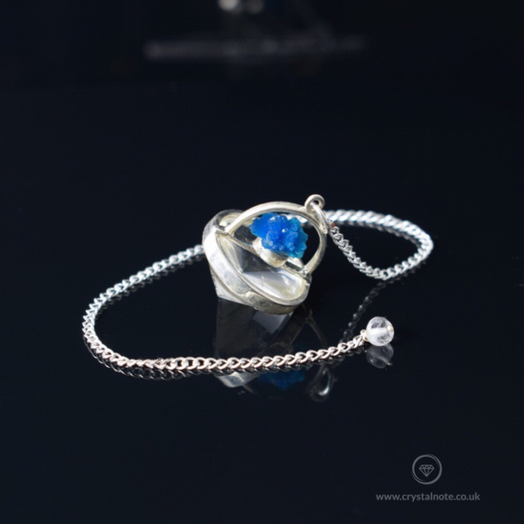 Quartz With Cavansite Topper Pendulum Side View Crystal Note