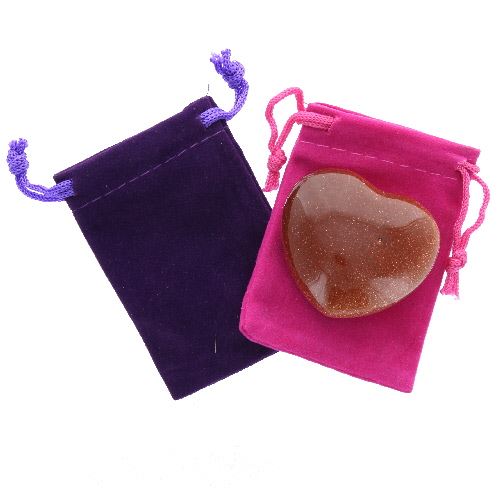 Red Goldstone Gemstone Heart Large in a Pouch