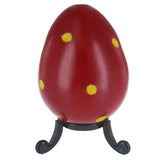Red Soapstone Egg with Yellow Polkadots in Gift Box and Free Stand