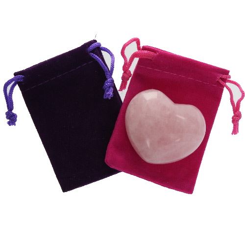 Rose Quartz Gemstone Heart Large in a Pouch
