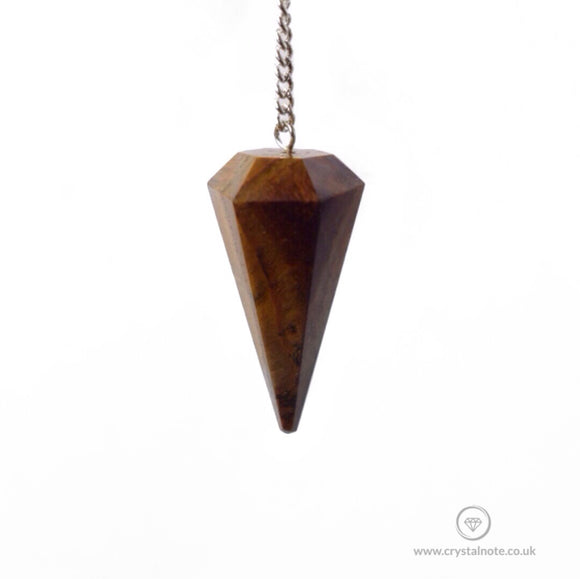 Tiger Eye Faceted Cone Pendulum Crystal Note