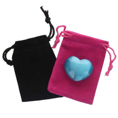 Turquoise Cat’s Eye Gemstone Heart in a Pouch