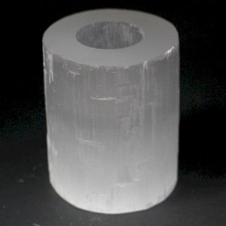 Selenite Cylinder Candle Holder- 10cm