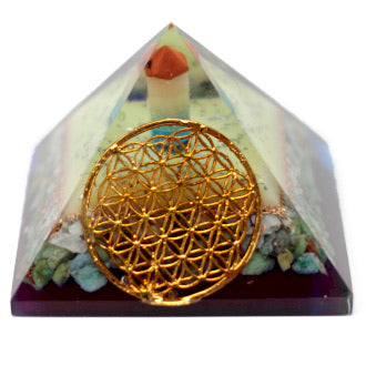 Large Orgonite Pyramid- Flower of Life symbol