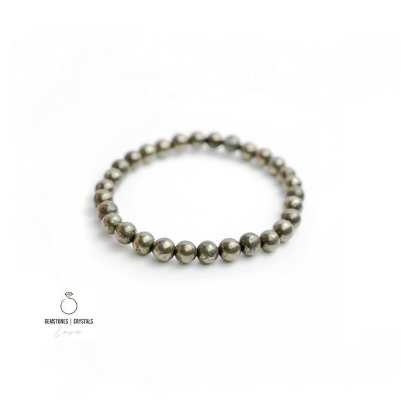 Pyrite Small Bead Gemstone Bracelet