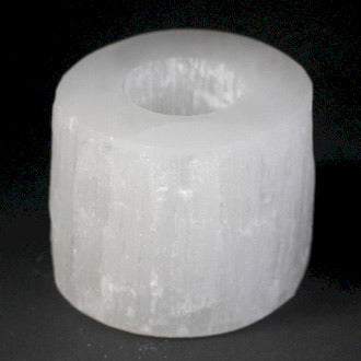 Selenite Cylinder Candle Holder- 8cm
