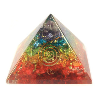 Large Orgonite Pyramid- Chakra Gemchips